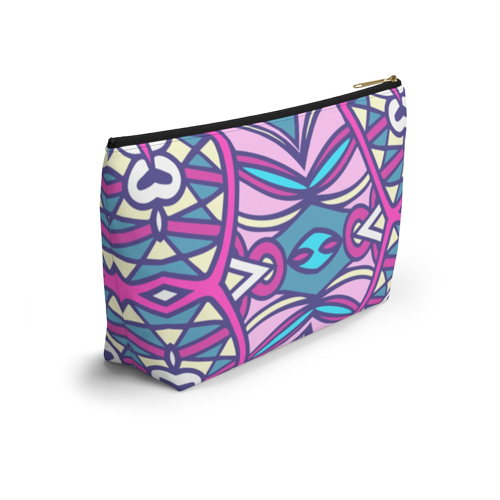 Lavender Teal Aztec Indian T-bottom Zipper Pouch