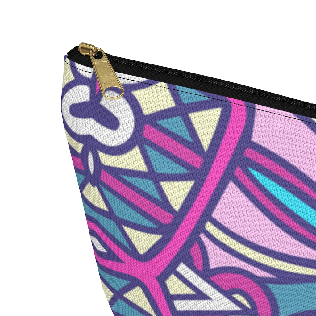 Lavender Teal Aztec Indian T-bottom Zipper Pouch