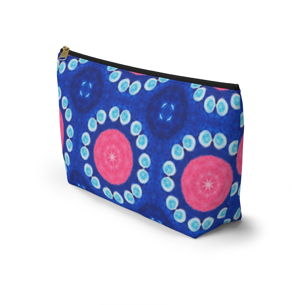 Pink Blue Circle T-bottom Zipper Pouch