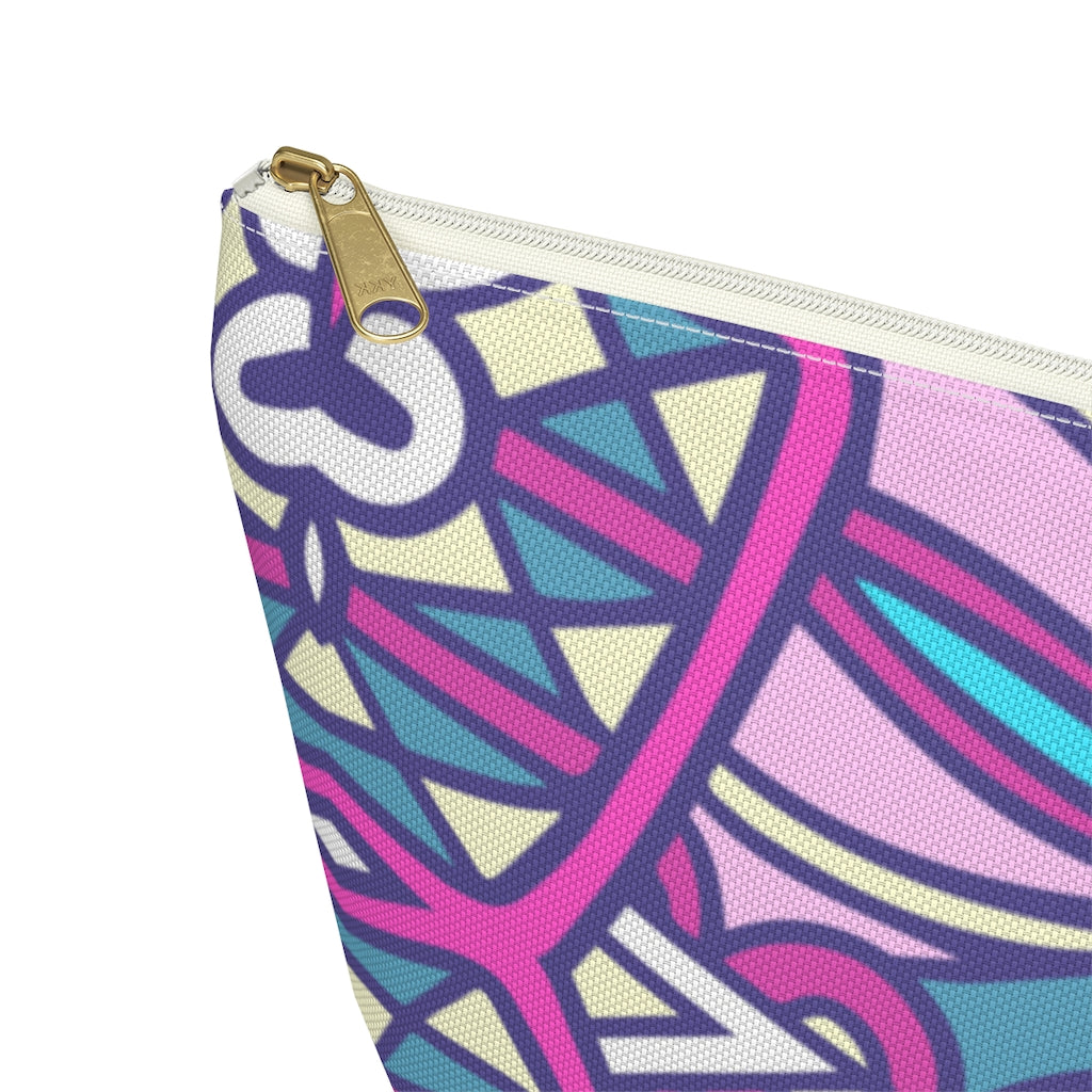 Lavender Teal Aztec Indian T-bottom Zipper Pouch