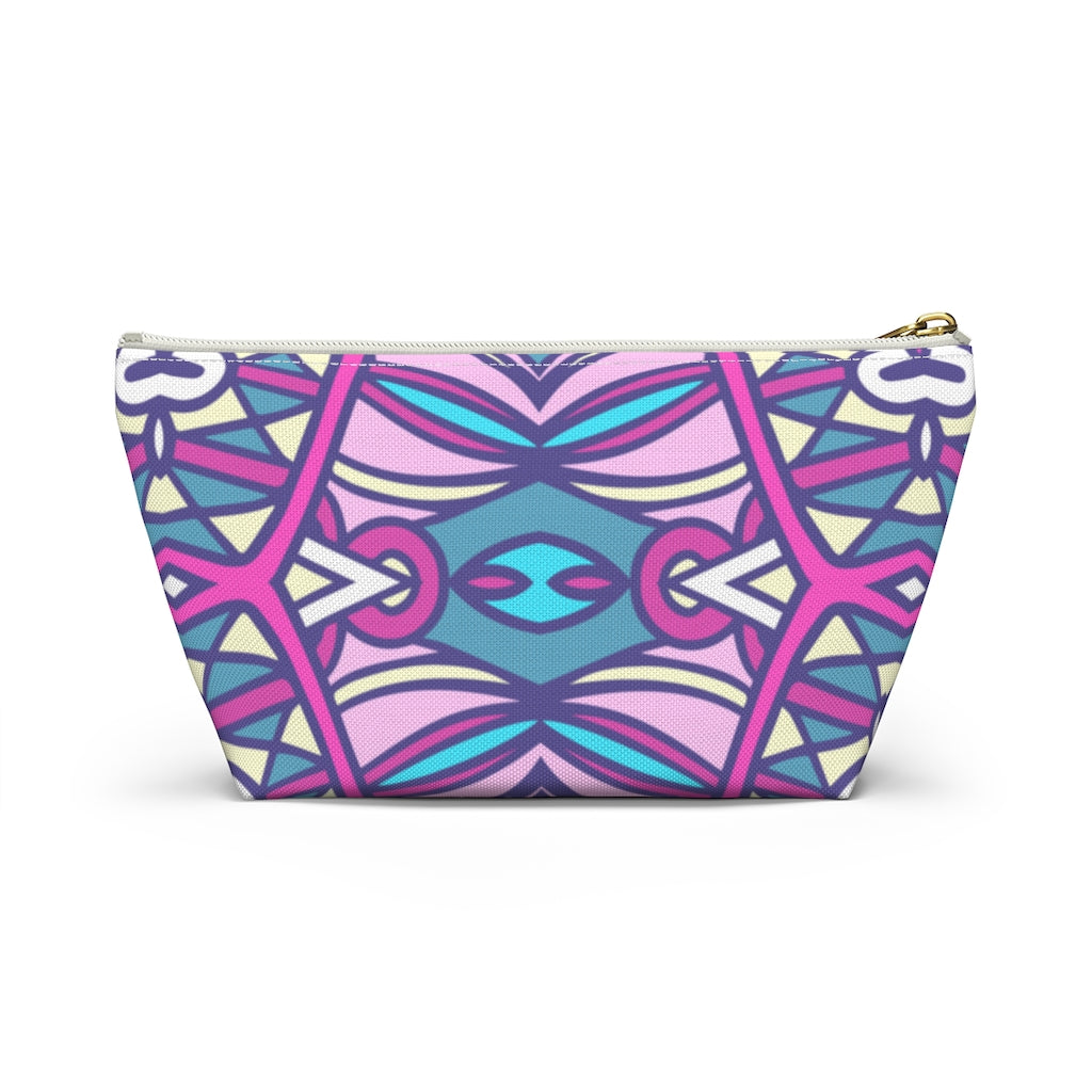 Lavender Teal Aztec Indian T-bottom Zipper Pouch