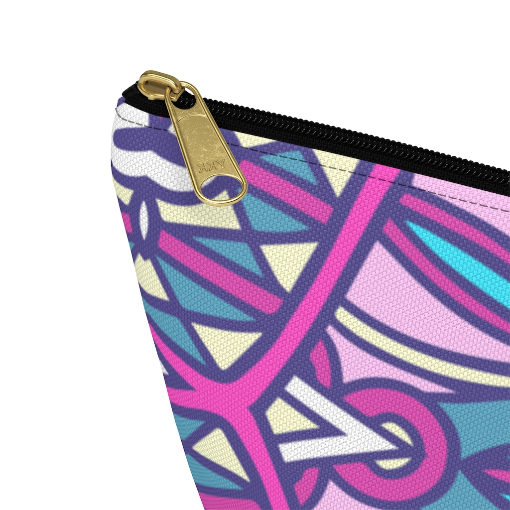 Lavender Teal Aztec Indian T-bottom Zipper Pouch