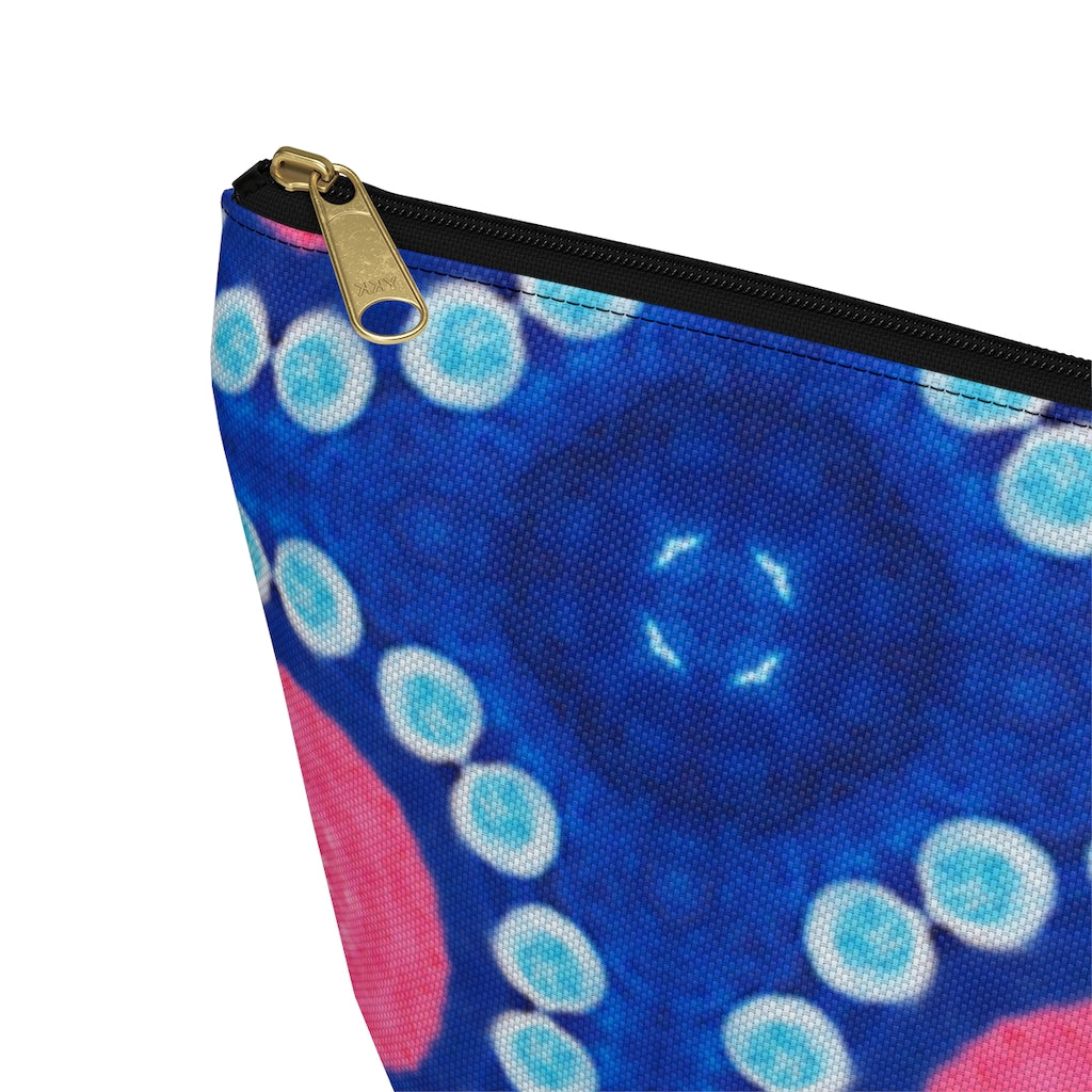 Pink Blue Circle T-bottom Zipper Pouch