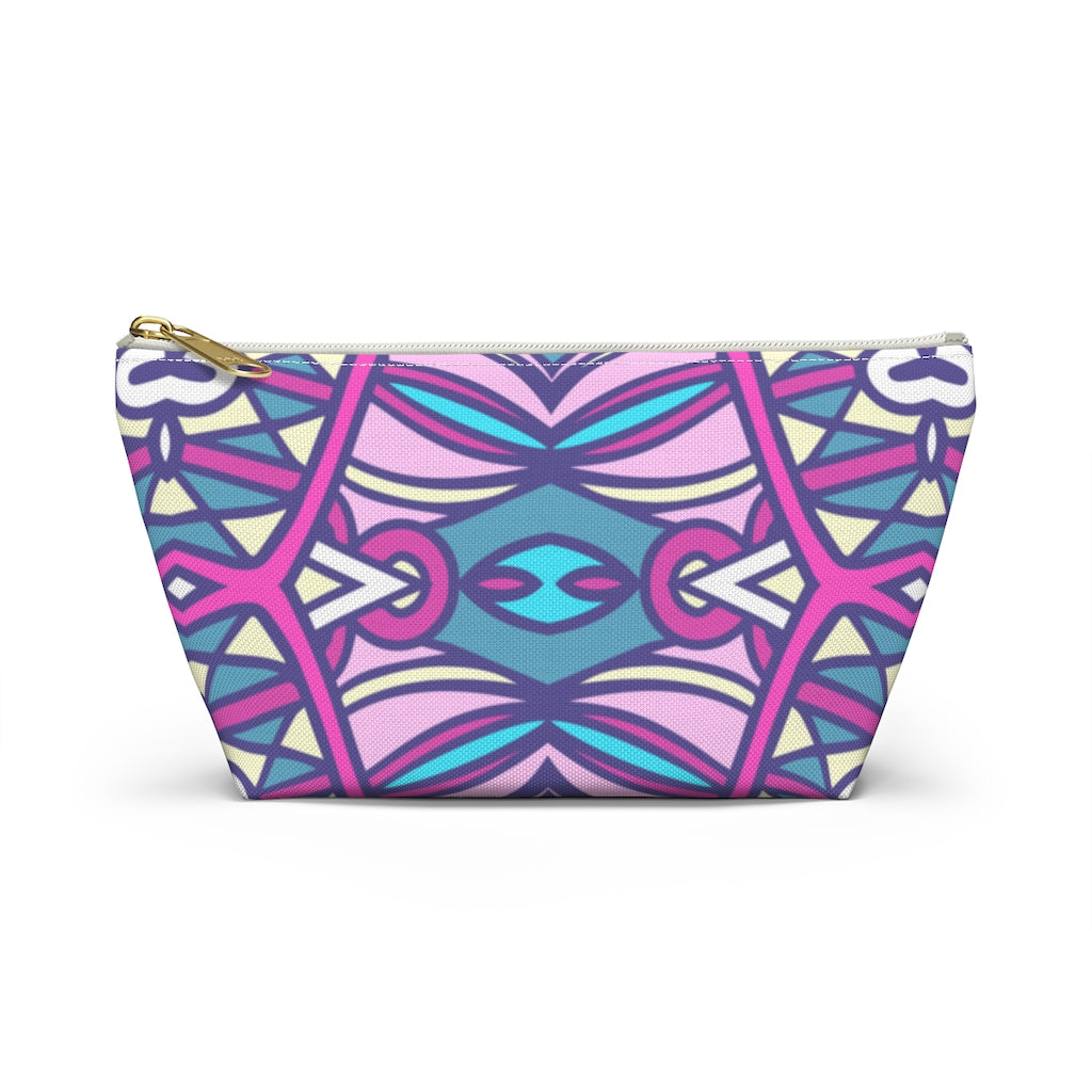 Lavender Teal Aztec Indian T-bottom Zipper Pouch