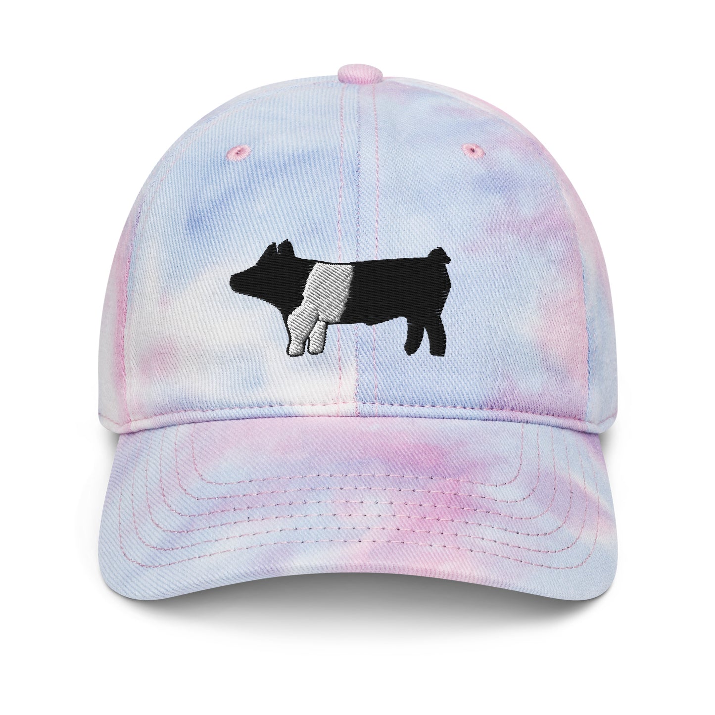Livestock Show Pig Tie Dye Hat - Show Swine Hat - USA Flag Back Design - Embroidered