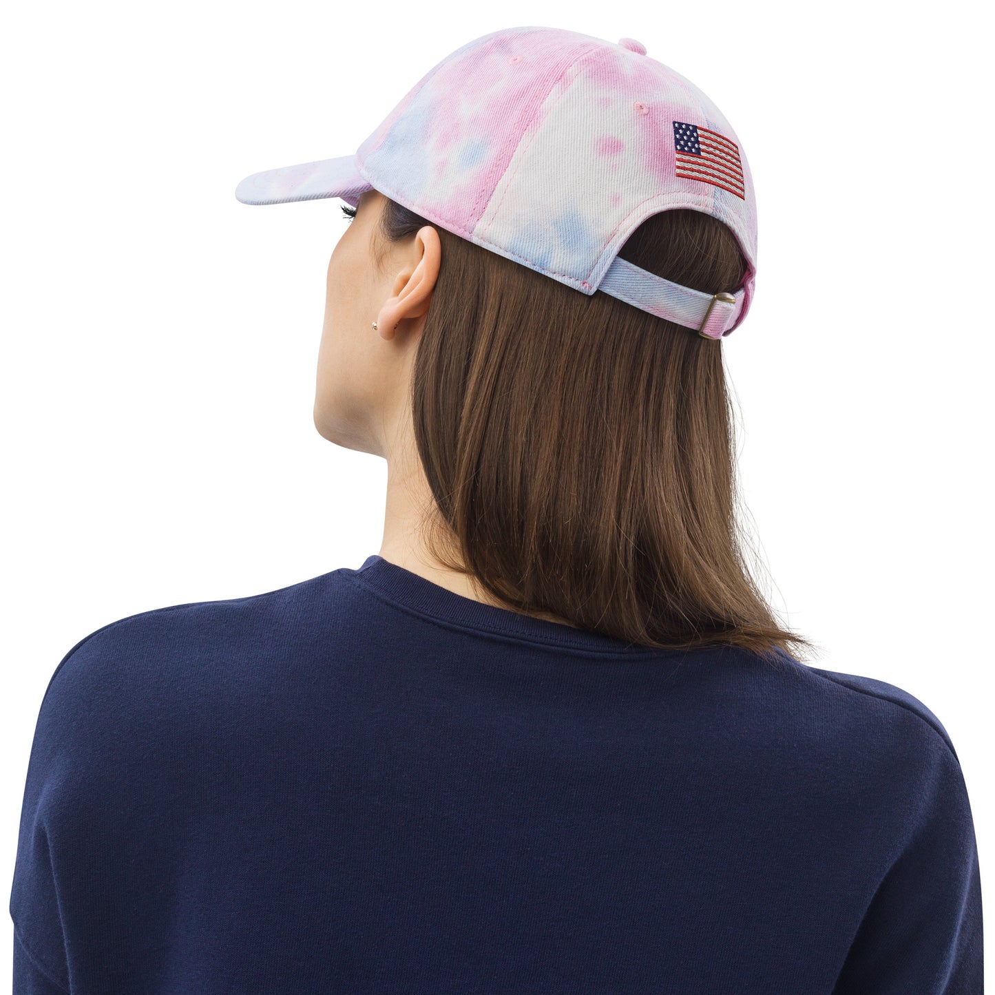 Black White Holstein Cow Tie Dye Hat - Dairy Cow - USA Flag Design on Back - Embroidered