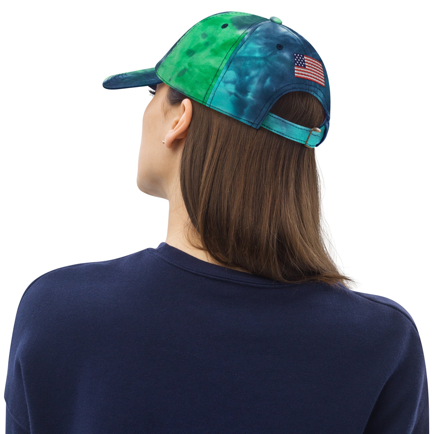 Black White Holstein Cow Tie Dye Hat - Dairy Cow - USA Flag Design on Back - Embroidered