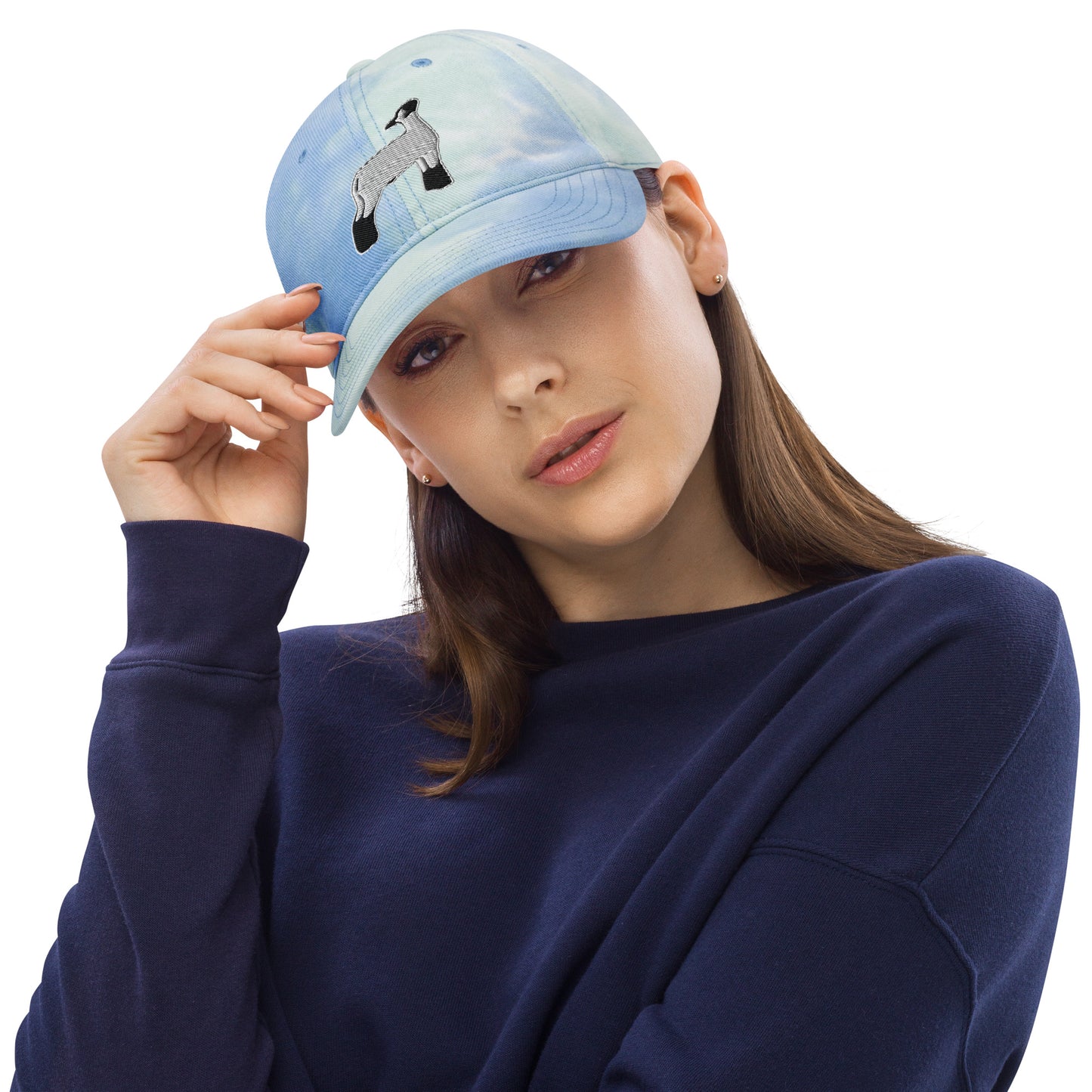 Livestock Show Lamb Tie Dye Hat - Show Lamb Front Design - USA Flag Back Design - Embroidered