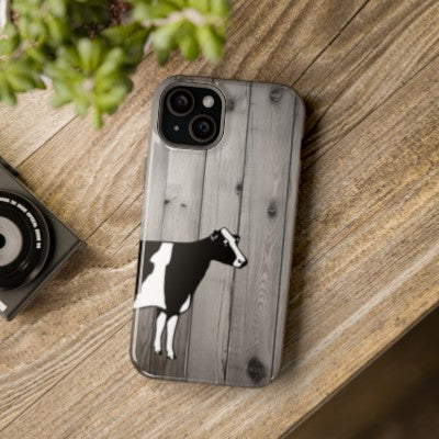 Gray Wood Grain Livestock Show Phone Cases - MagSafe Tough Cases - Cow Phone Cases