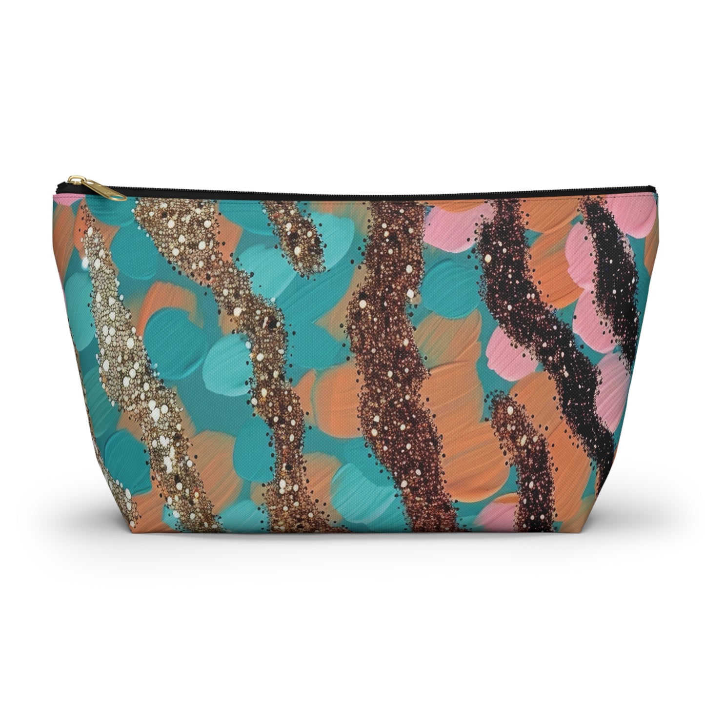 Serape Faux Glitter Print Accessory T-bottom Bag - Makeup Bag