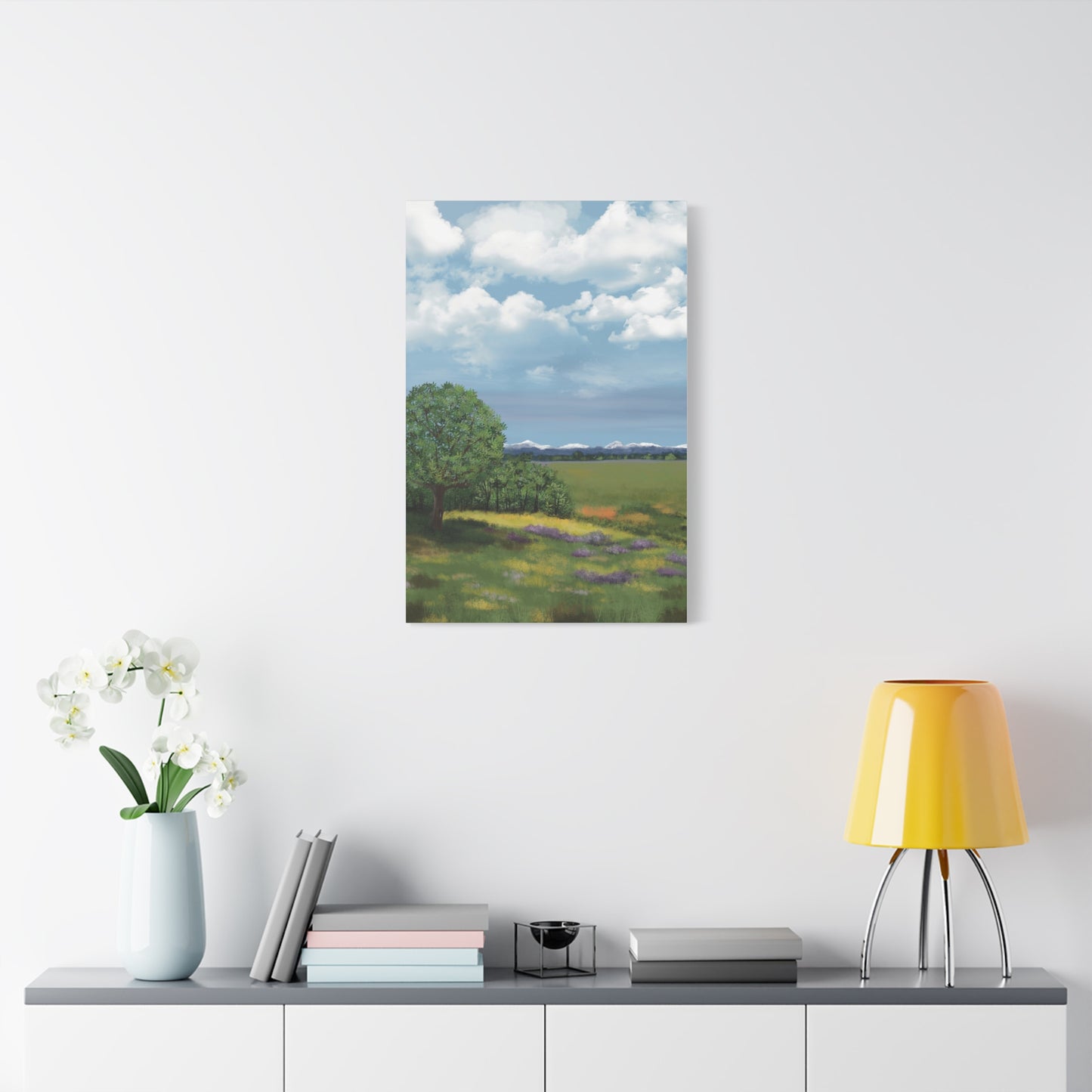 Big Sky Country Hand-Drawn Canvas Art | Matte Canvas, Stretched, 1.25" | Mountain Landscape | Frame Not Included | Two Sizes