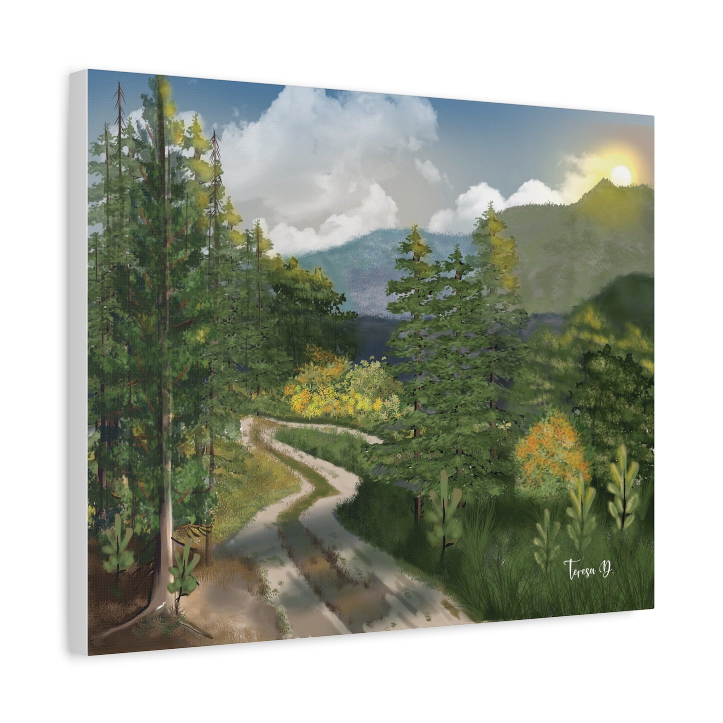 Back Country Peace Hand-Drawn Canvas Art | Matte Canvas, Stretched, 1.25" 20x16"| Mountain Landscape | Frame Not Included