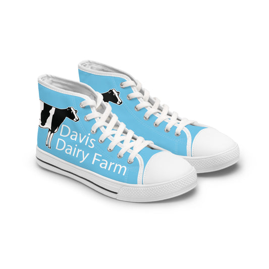 Customized Name Ladies High-Top Sneakers, Dairy Farm Holstein Cow Shoes, Livestock Show Sneakers