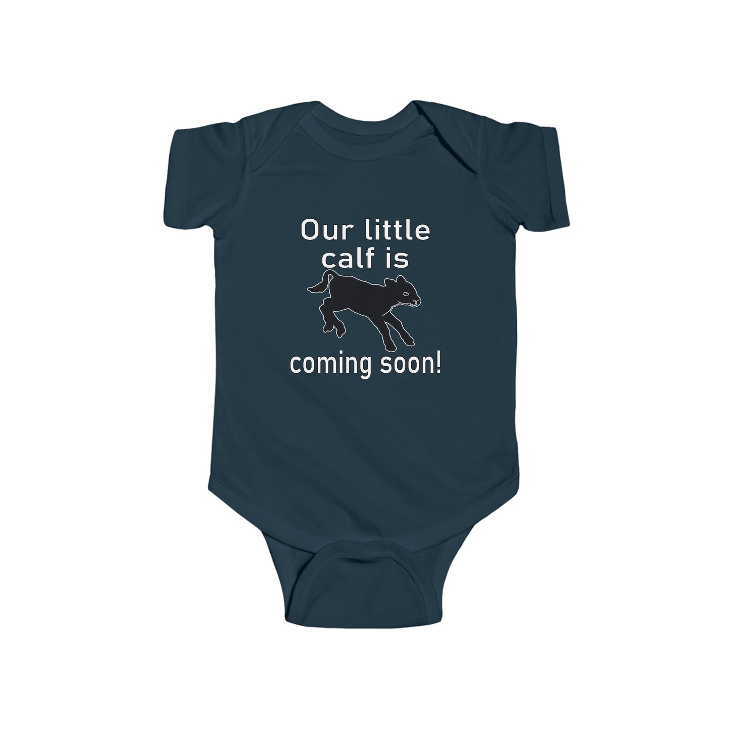 Our Little Calf is Coming Soon Fine Jersey Bodysuit Gender Reveal Onesie
