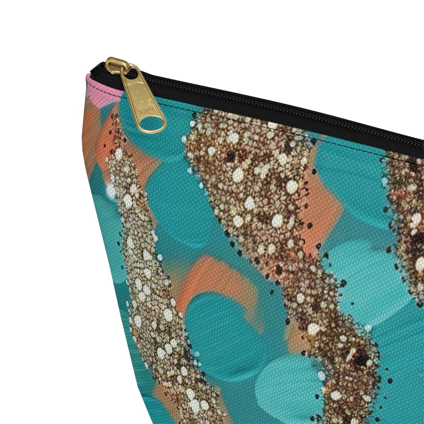 Serape Faux Glitter Print Accessory T-bottom Bag - Makeup Bag