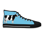 Customized Name Ladies High-Top Sneakers, Dairy Farm Holstein Cow Shoes, Livestock Show Sneakers