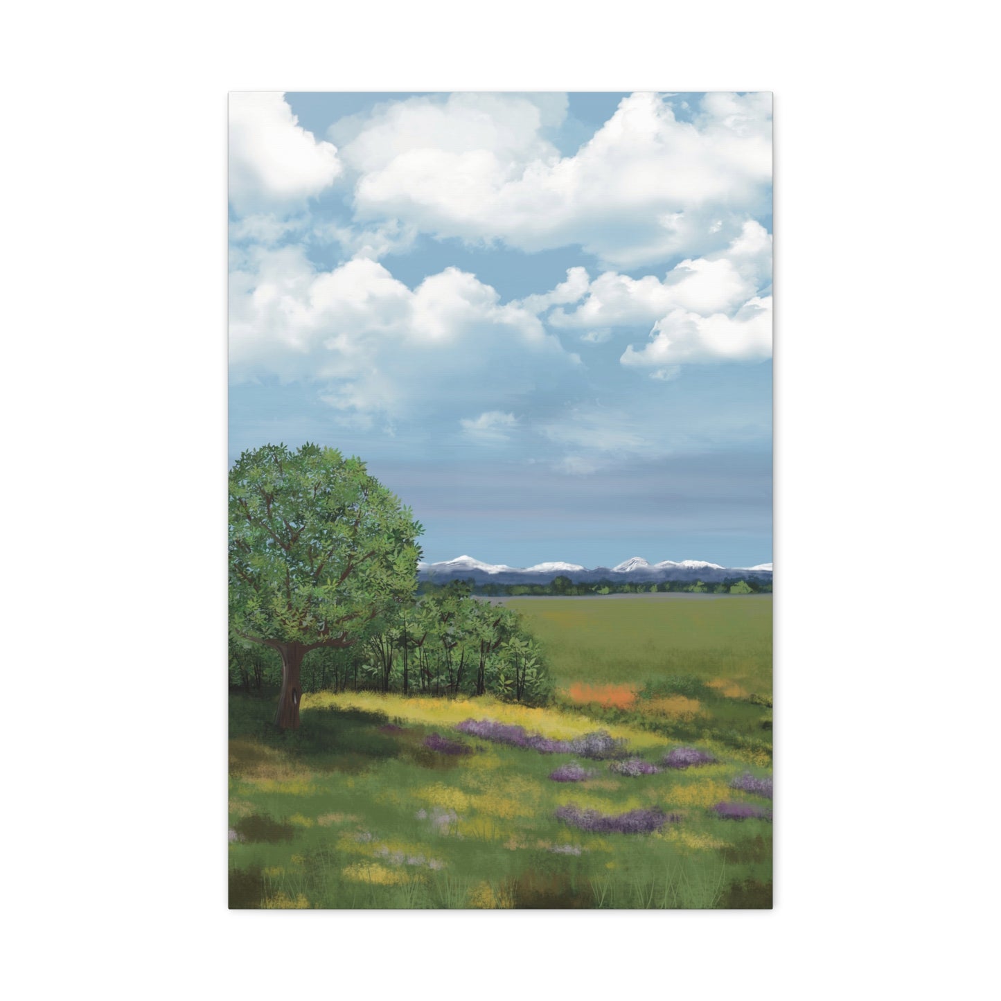 Big Sky Country Hand-Drawn Canvas Art | Matte Canvas, Stretched, 1.25" | Mountain Landscape | Frame Not Included | Two Sizes