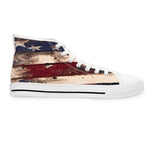 Red, White, and Blue Patriotic Ladies High-Top Sneakers, Flag Shoes