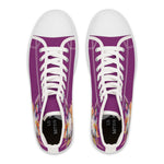 Watercolor Lamb with Flowers Ladies High-Top Sneakers, Livestock Show Sheep Shoes in Deep Purple Color