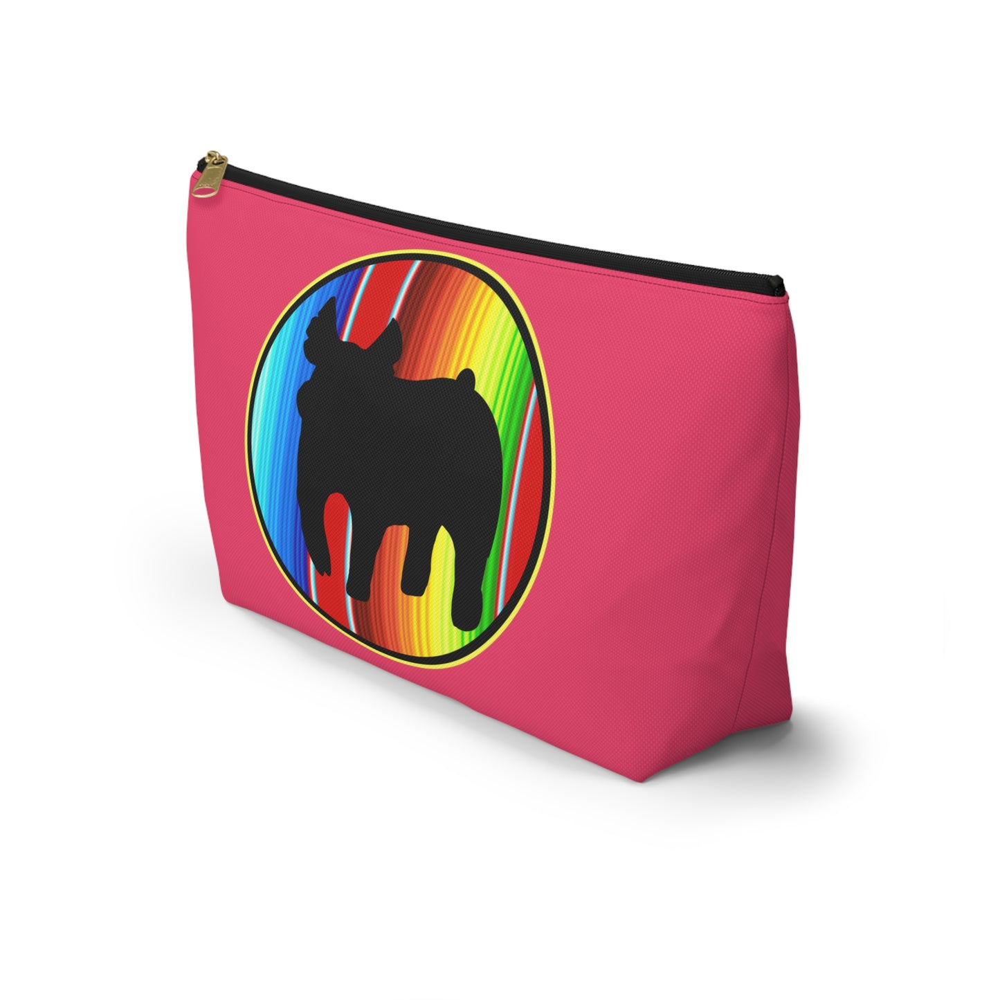 Bolsa de accesorios Serape Show Pig con fondo en T | Bolsa de maquillaje | Mostrar bolsa para mamá | Mostrar bolsa porcina 