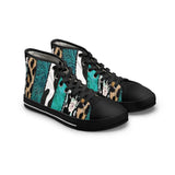 Turquoise, Floral, Cheetah, Faux Leather, and Cowhide Ladies High-Top Sneakers, Livestock Show Shoes