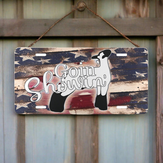 Custom Metal Stall Signs - Livestock Show License Vanity Patriotic Plate Cover