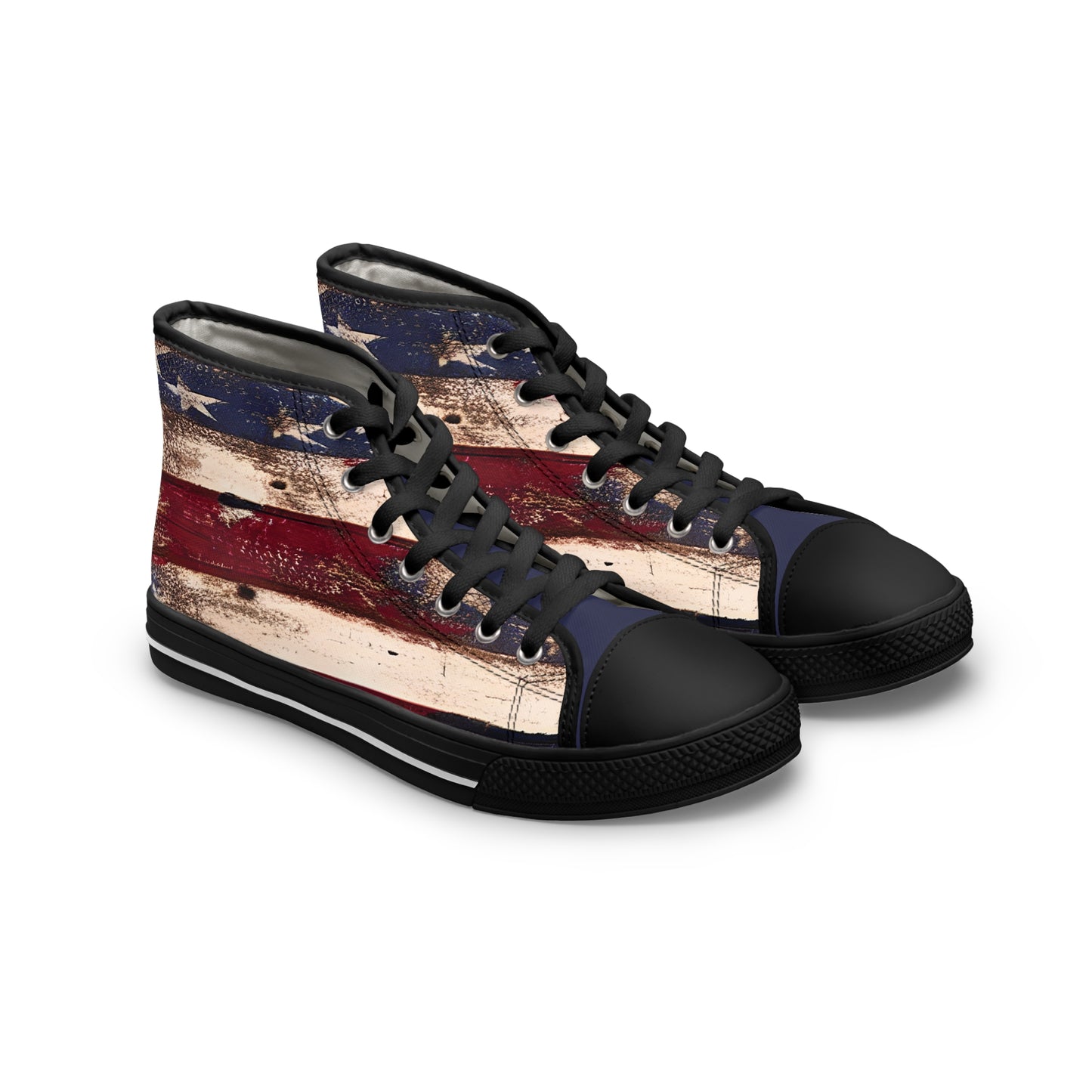 Red, White, and Blue Patriotic Ladies High-Top Sneakers, Flag Shoes