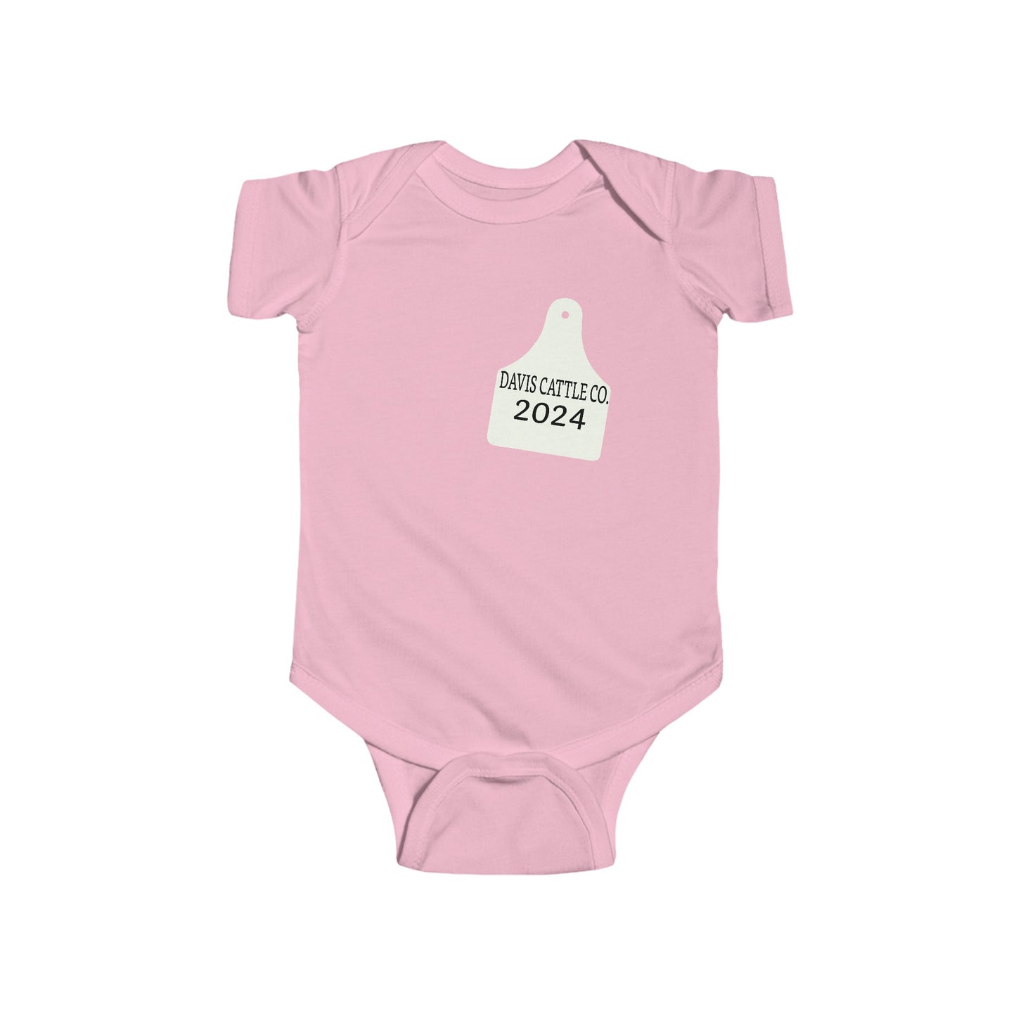 Customized Name and Date Cattle Ear Tag Baby Onesies