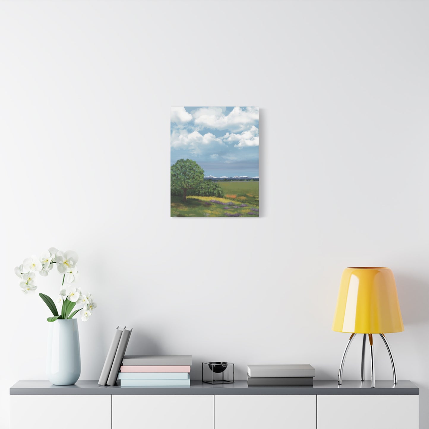 Big Sky Country Hand-Drawn Canvas Art | Matte Canvas, Stretched, 1.25" | Mountain Landscape | Frame Not Included | Two Sizes