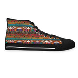 Serape, Cheetah, Sunflowers, Cowhide, and Turquoise Ladies High-Top Sneakers, Livestock Show Shoes