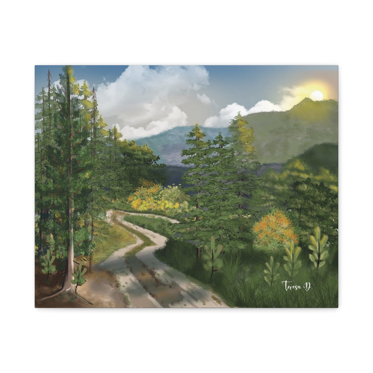 Back Country Peace Hand-Drawn Canvas Art | Matte Canvas, Stretched, 1.25" 20x16"| Mountain Landscape | Frame Not Included