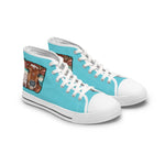 Cute Baby Calves Ladies High-Top Sneakers, Livestock Show Shoe, Show Cattle Sneakers in Turquoise