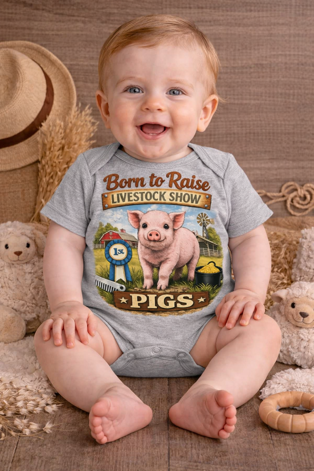 Born to Raise Pigs Baby Onesie – Livestock Show Baby Outfit