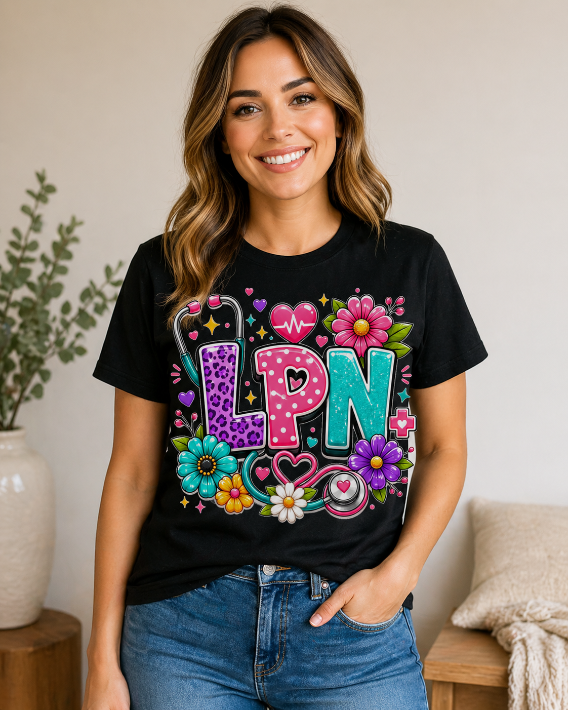LPN Nurse Shirt, Cute Licensed Practical Nurse Graphic Tee, Colorful Nursing T-Shirt DTF