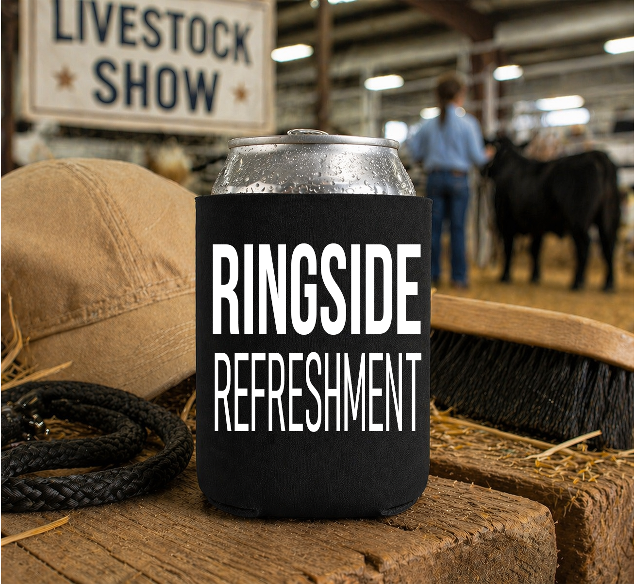 Livestock Show Koozie | Insulated 12 oz Can Cooler | Made in the USA, Printed on Both Sides