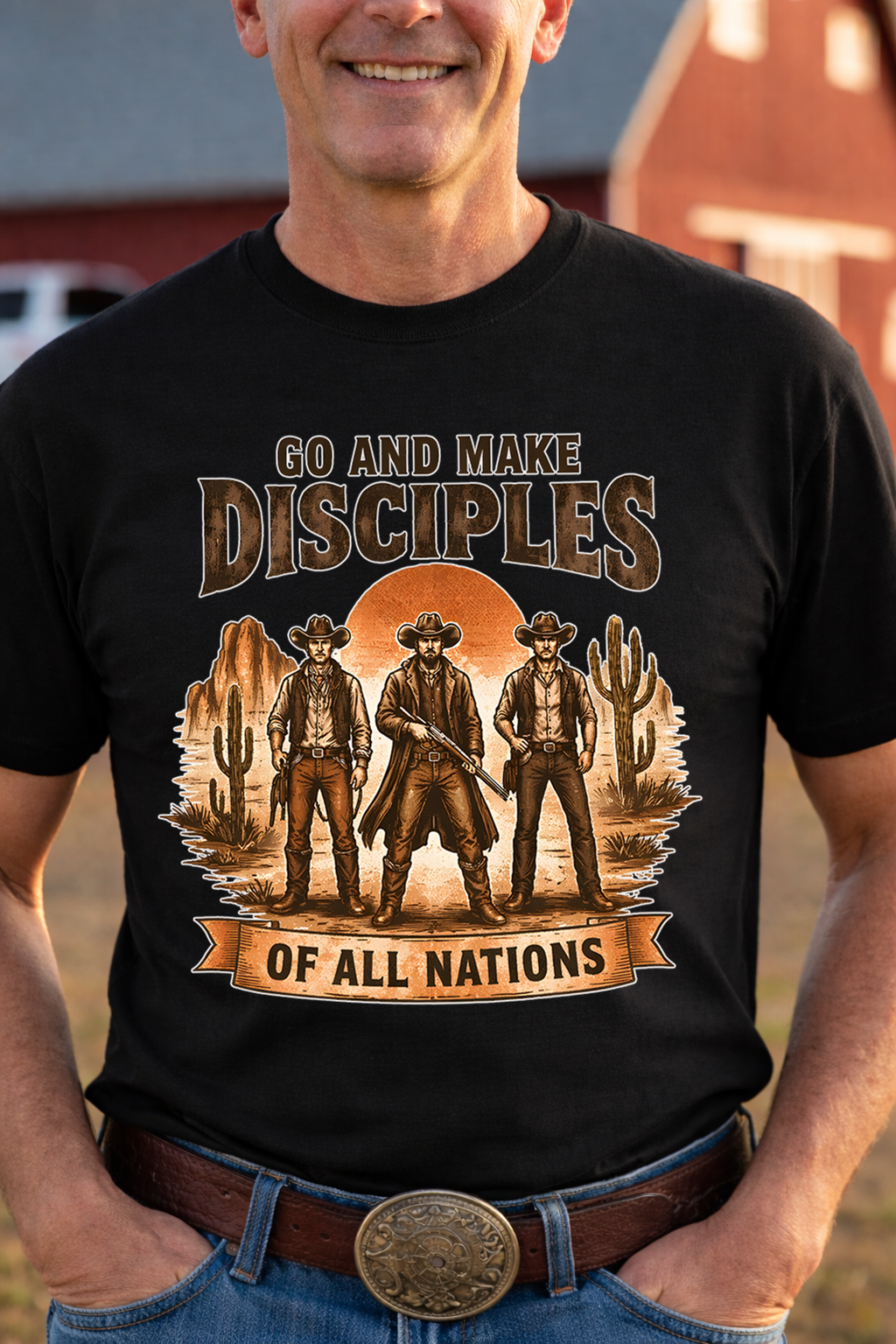 Go and Make Disciples of All Nations DTF Print, Christian Faith Western Cowboy Transfer