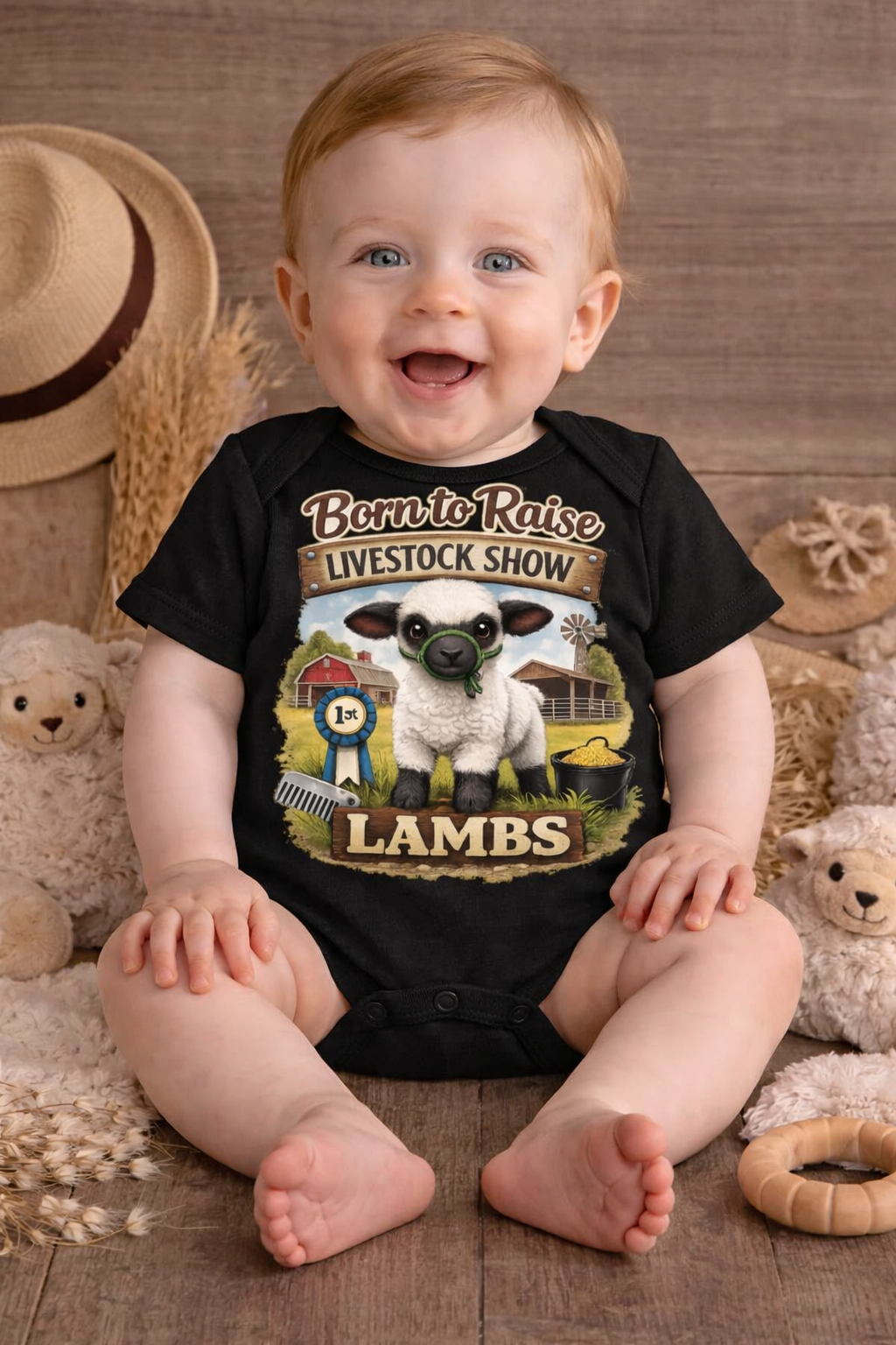 Born to Raise Lambs Baby Onesie – Livestock Show Baby Outfit