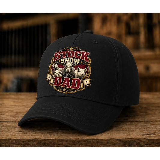 Stock Show Dad Vintage Livestock Hat – Western Show Dad Baseball Cap - DTF Print Hat