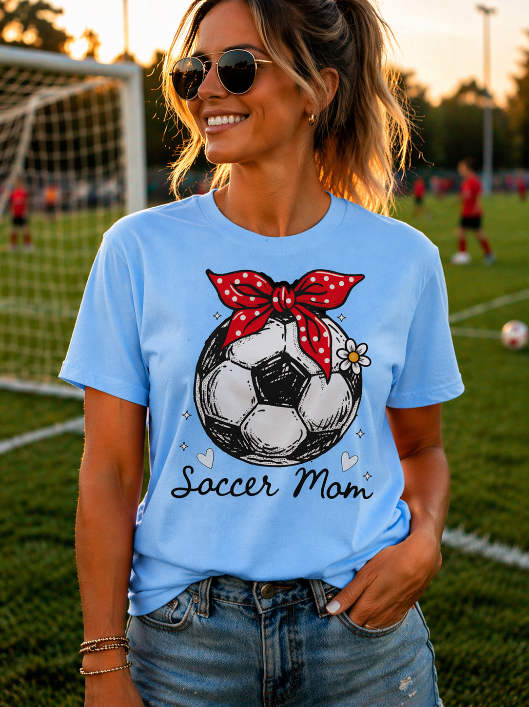 Soccer Mom Graphic Shirt, Cute Bow Soccer Ball T Shirt, Sports Mom Game Day Tee, Soccer Season Mom Shirt
