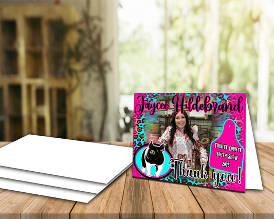 Custom Livestock Show Thank You Cards with Photo – Personalized Youth Show Printable – Pig Goat Steer Buyer Thank You