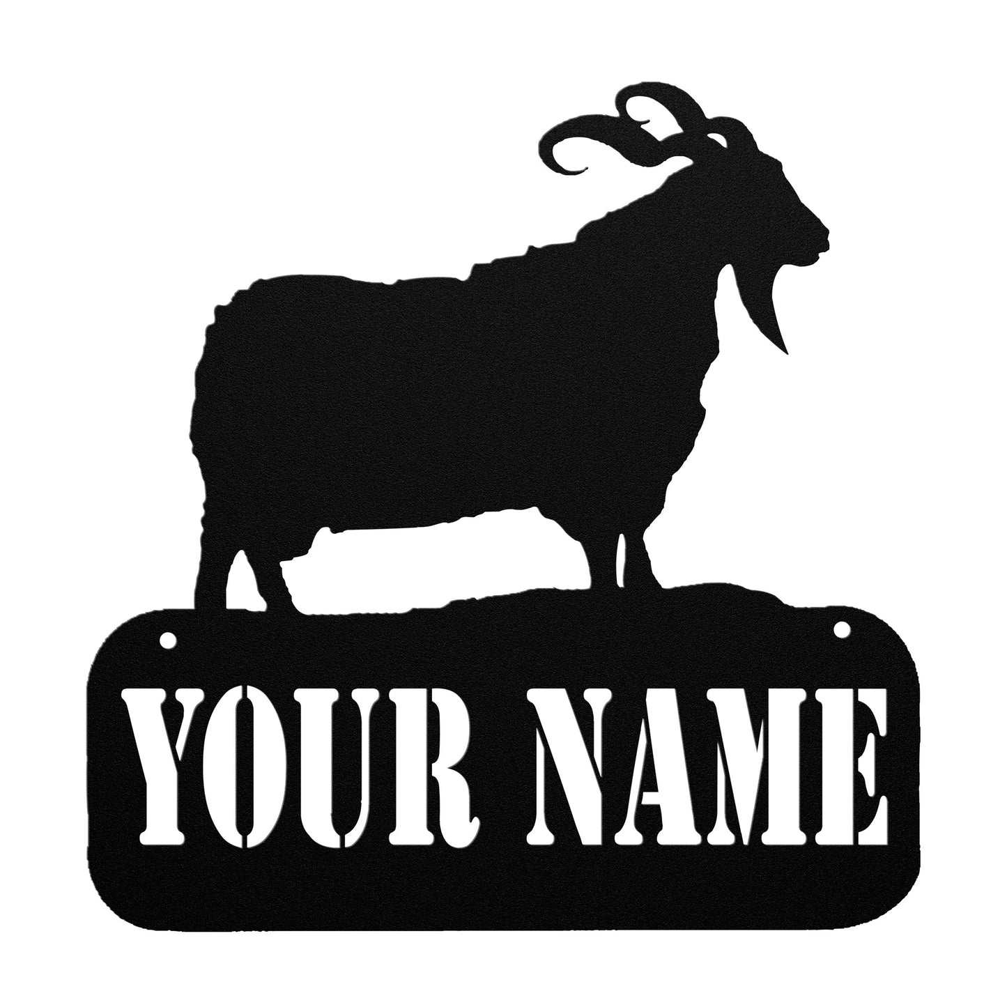 Customized Name or Farm Angora Goat Metal Art - 18 Guage Steel - Powder Coated and Weatherproof - Livestock Show Animals