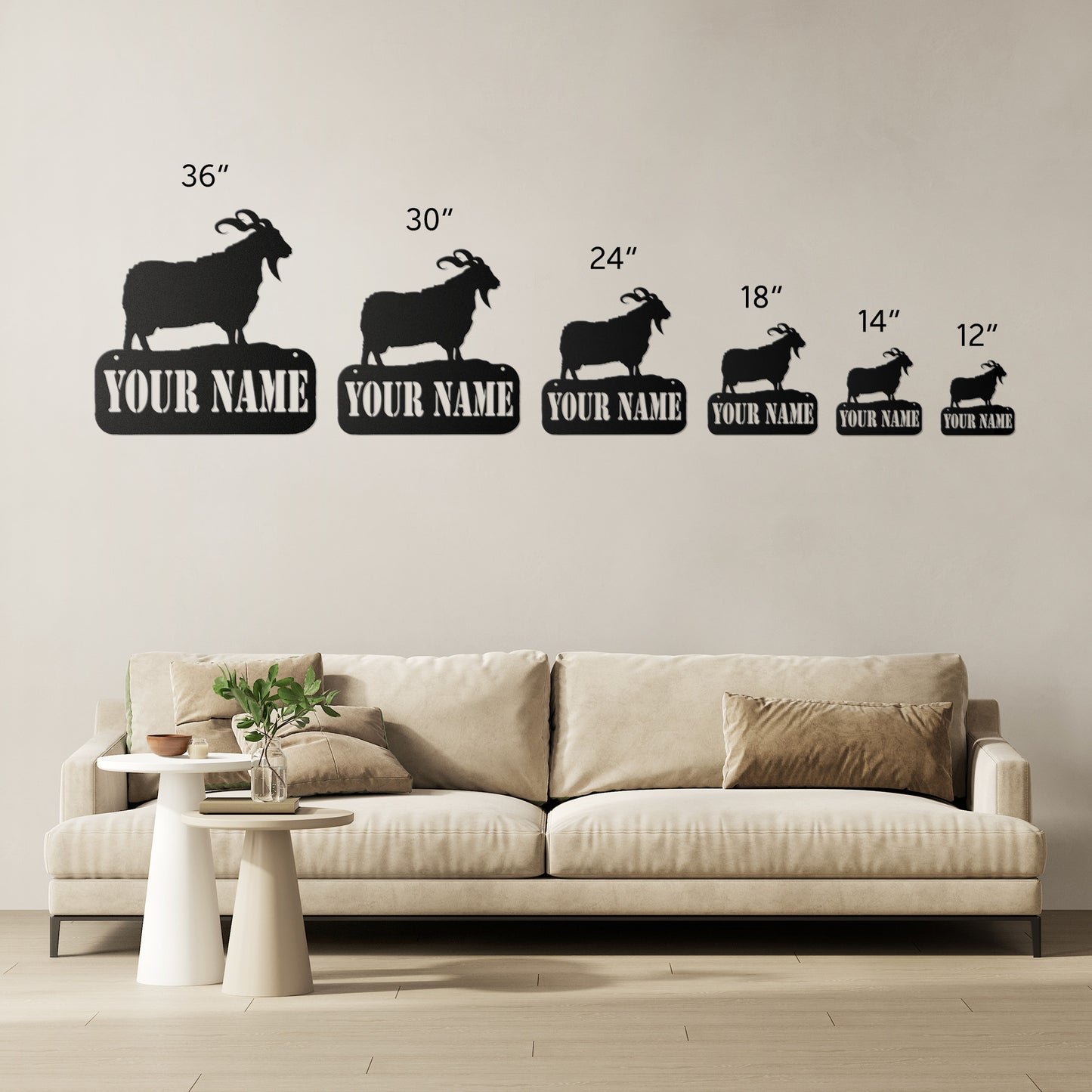 Customized Name or Farm Angora Goat Metal Art - 18 Guage Steel - Powder Coated and Weatherproof - Livestock Show Animals