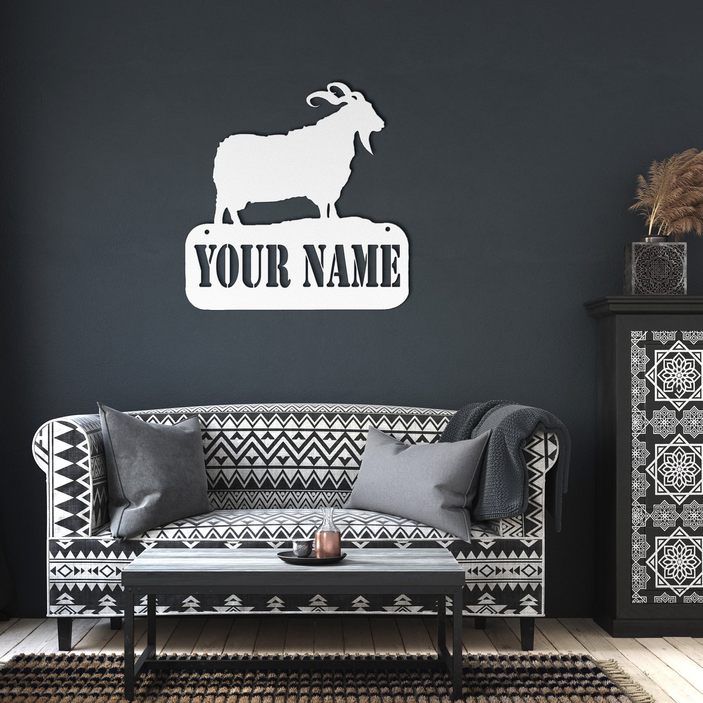 Customized Name or Farm Angora Goat Metal Art - 18 Guage Steel - Powder Coated and Weatherproof - Livestock Show Animals