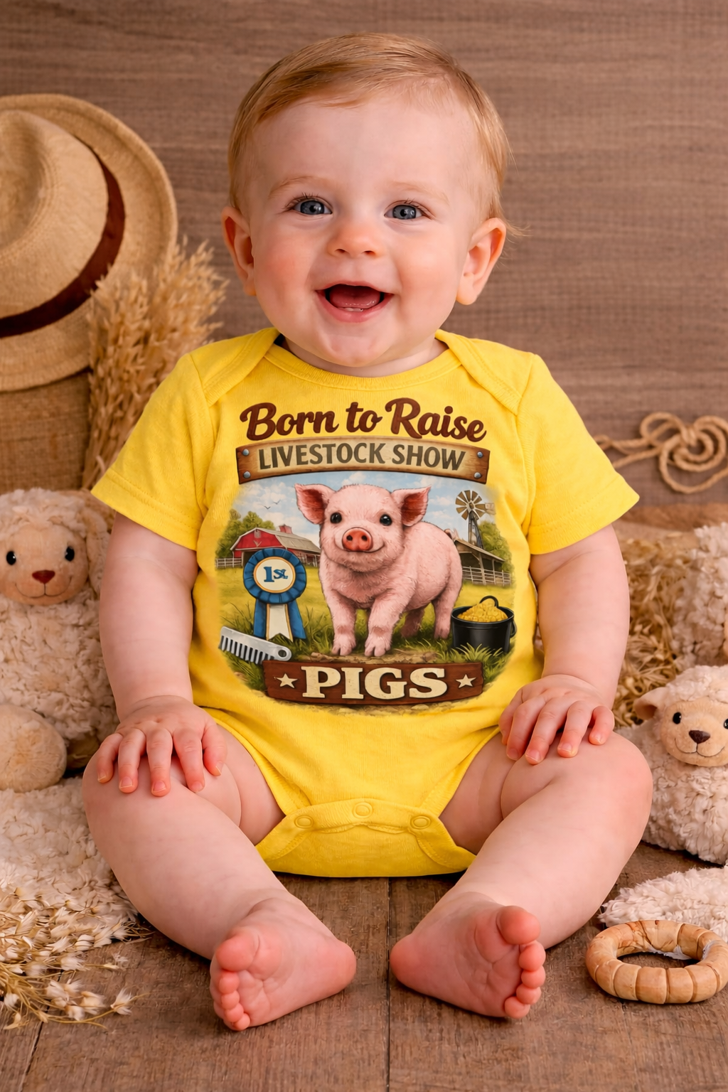 Born to Raise Pigs Baby Onesie – Livestock Show Baby Outfit