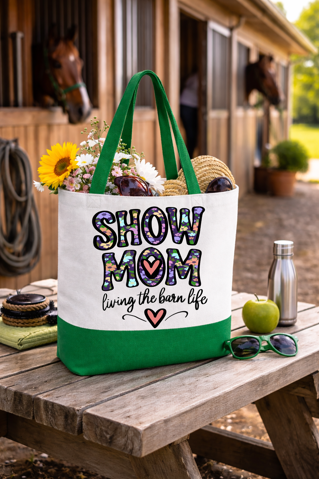 Livestock Show Tote Bag – Show Mom Floral | Printed on Both Sides | 100% Canvas