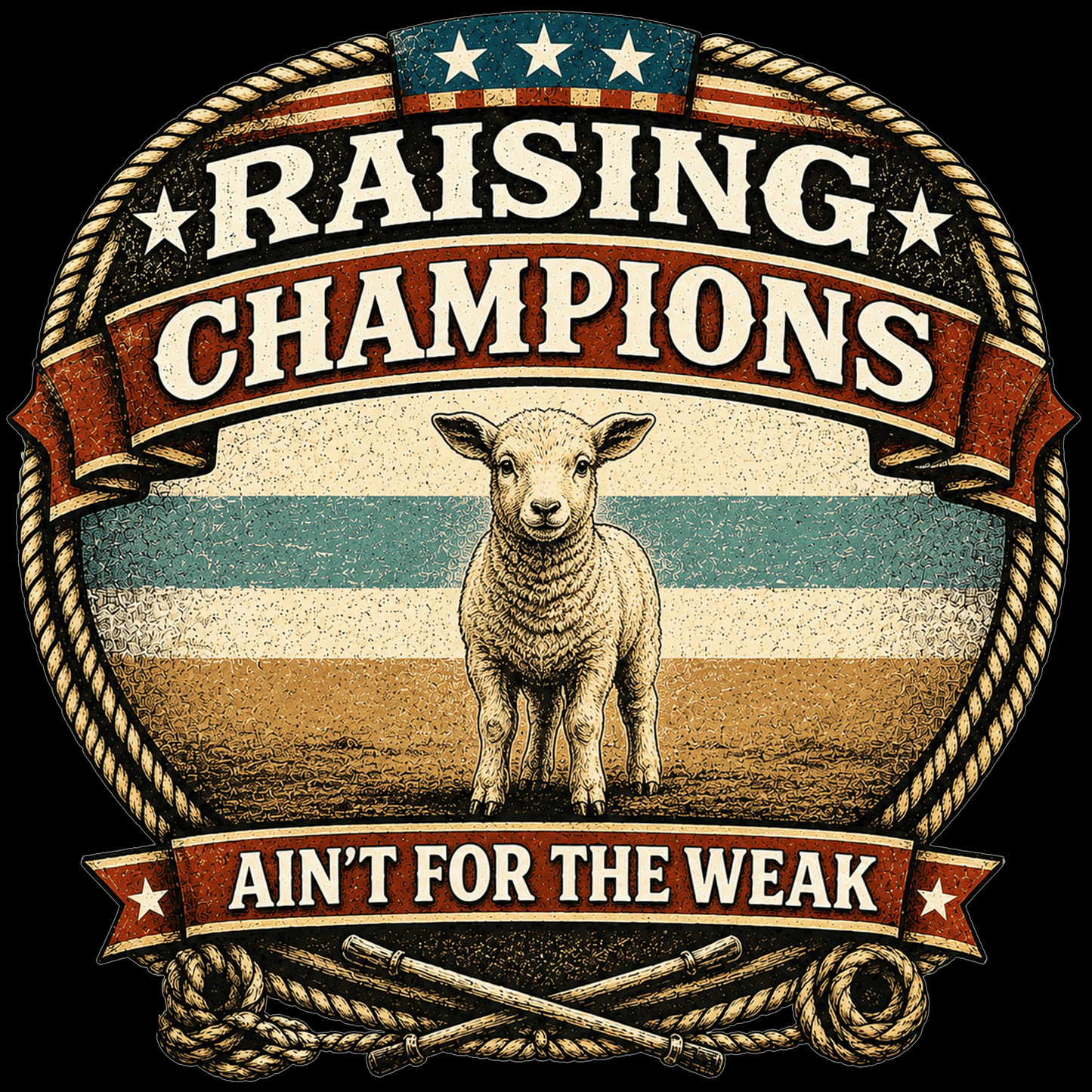Raising Champions Ain’t for the Weak Vintage Livestock Show Dad Shirt - DTF Printed - Show Goats, Lambs, Steers, and Pigs