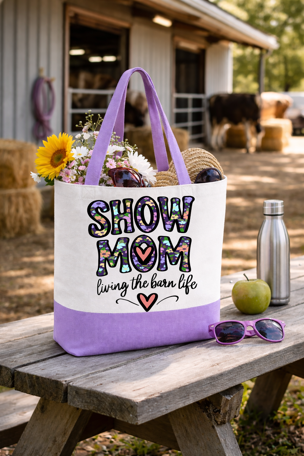 Livestock Show Tote Bag – Show Mom Floral | Printed on Both Sides | 100% Canvas
