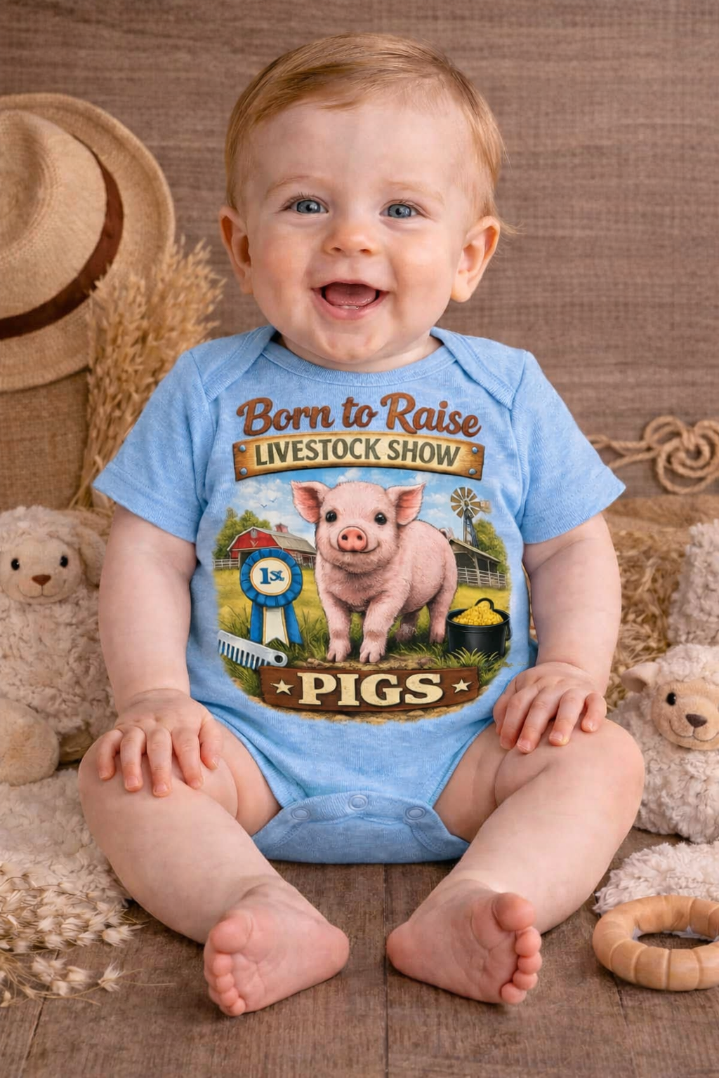Born to Raise Pigs Baby Onesie – Livestock Show Baby Outfit