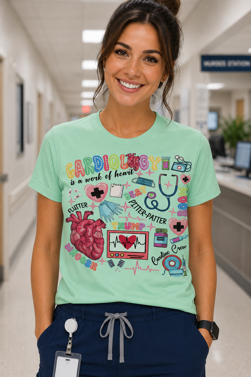 Cardiology Crew Nurse Shirt – Funny Cardiac Nurse Graphic Tee for Healthcare Workers - DTF Print