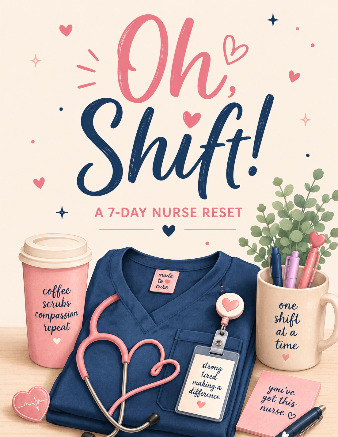 Oh Shift Nurse Reset Kit | Printable Journal for Nurses | 5-Minute Burnout Relief